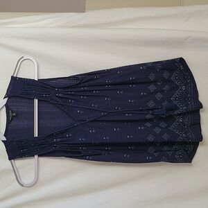 Small Lucky Brand Blue & White Sleeveless Gauzy Printed Top